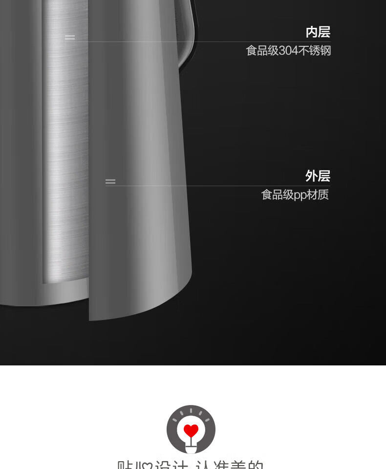 美的（Midea）家用电水壶热水壶烧水壶 控温壶304不锈钢 电热水壶 MK-15MS03