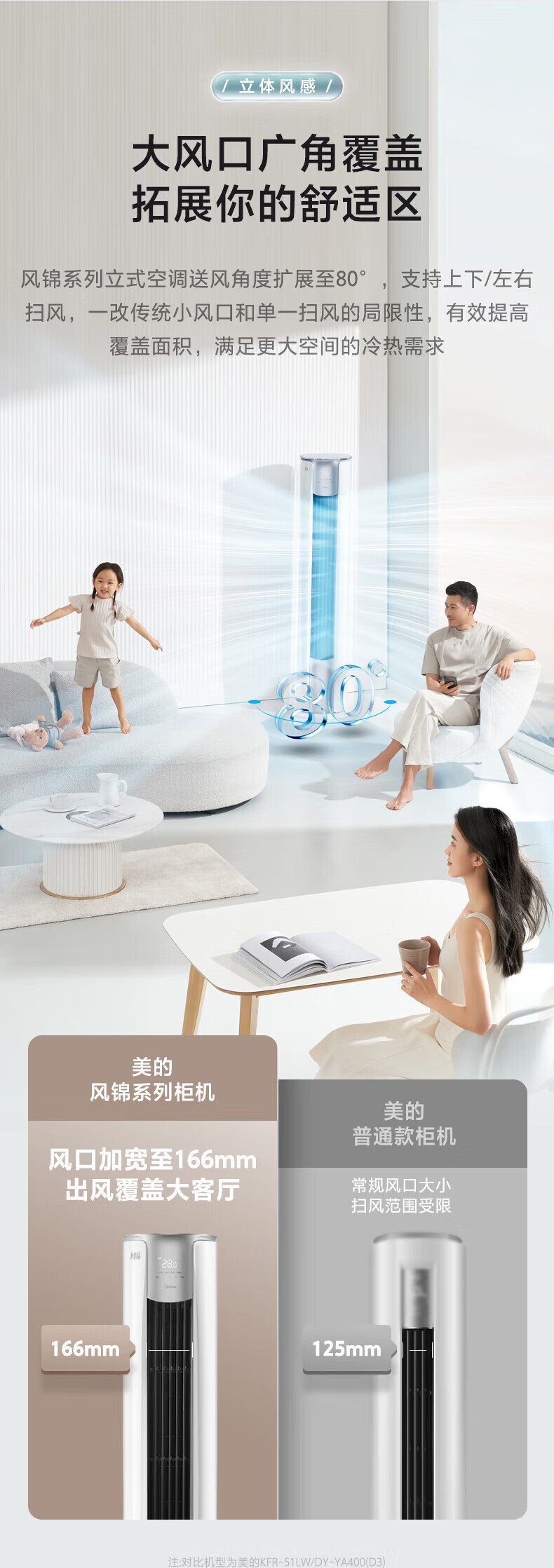 Midea2匹 风锦 新一级能效变频冷暖 大风口自清洁 家用客厅立式空调柜机智能家电 KFR-51LW/N8ZHB1