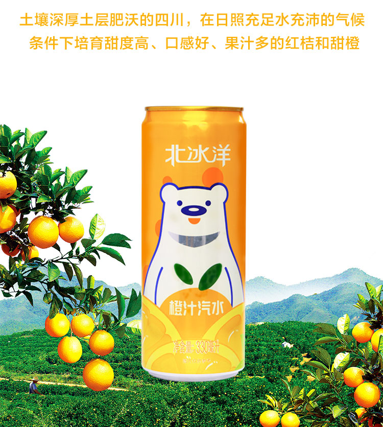 北冰洋果味汽水 碳酸饮料 橙汁汽水 330ml*24听