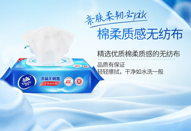 维达（Vinda）洁肤杀菌卫生湿纸巾 80片*12包 VW1028