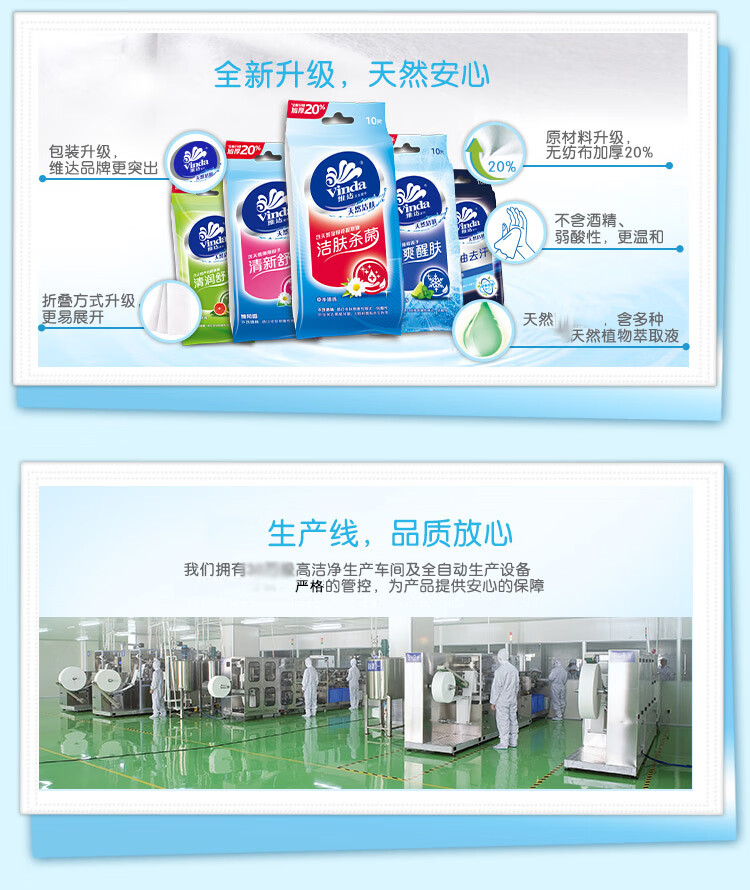 维达（Vinda）VW1009A维达【去菌】湿巾（单片装）【5包/提】 3提