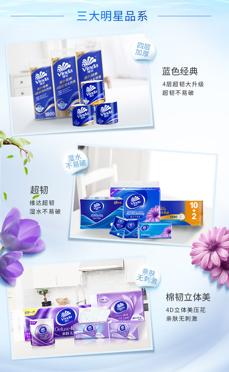 维达（Vinda）VW1028 维达杀菌无刺激湿巾80片/包? 3包装