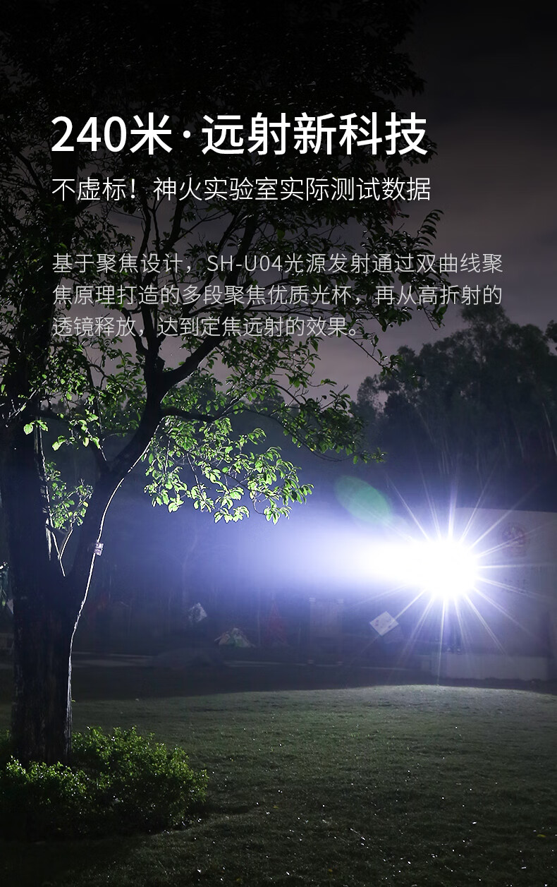 Superfire神火强光灯手电筒超续航远射led大功率充电手电筒C20-A