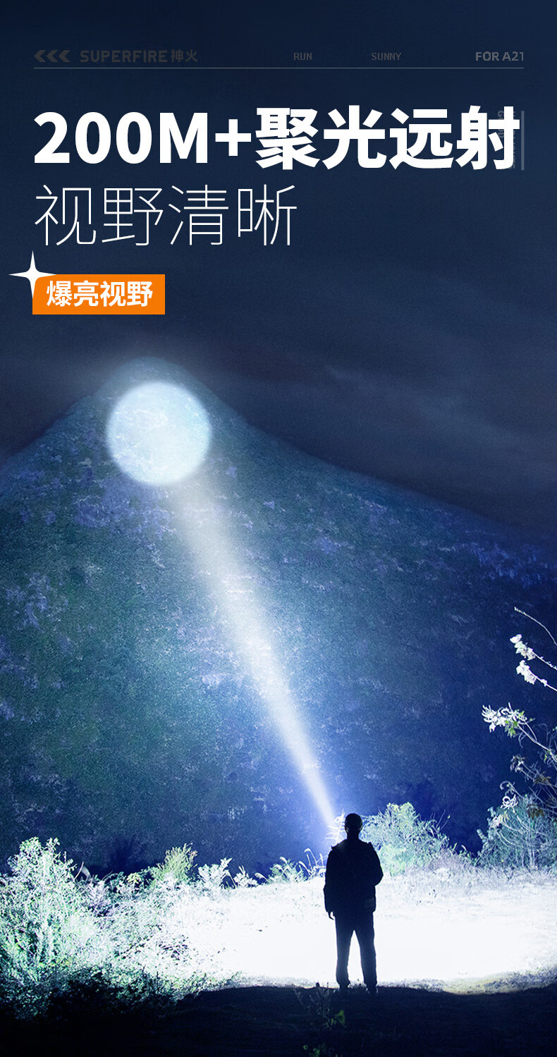 神火（SupFire）户外照明强光手电筒 中型手电 A21