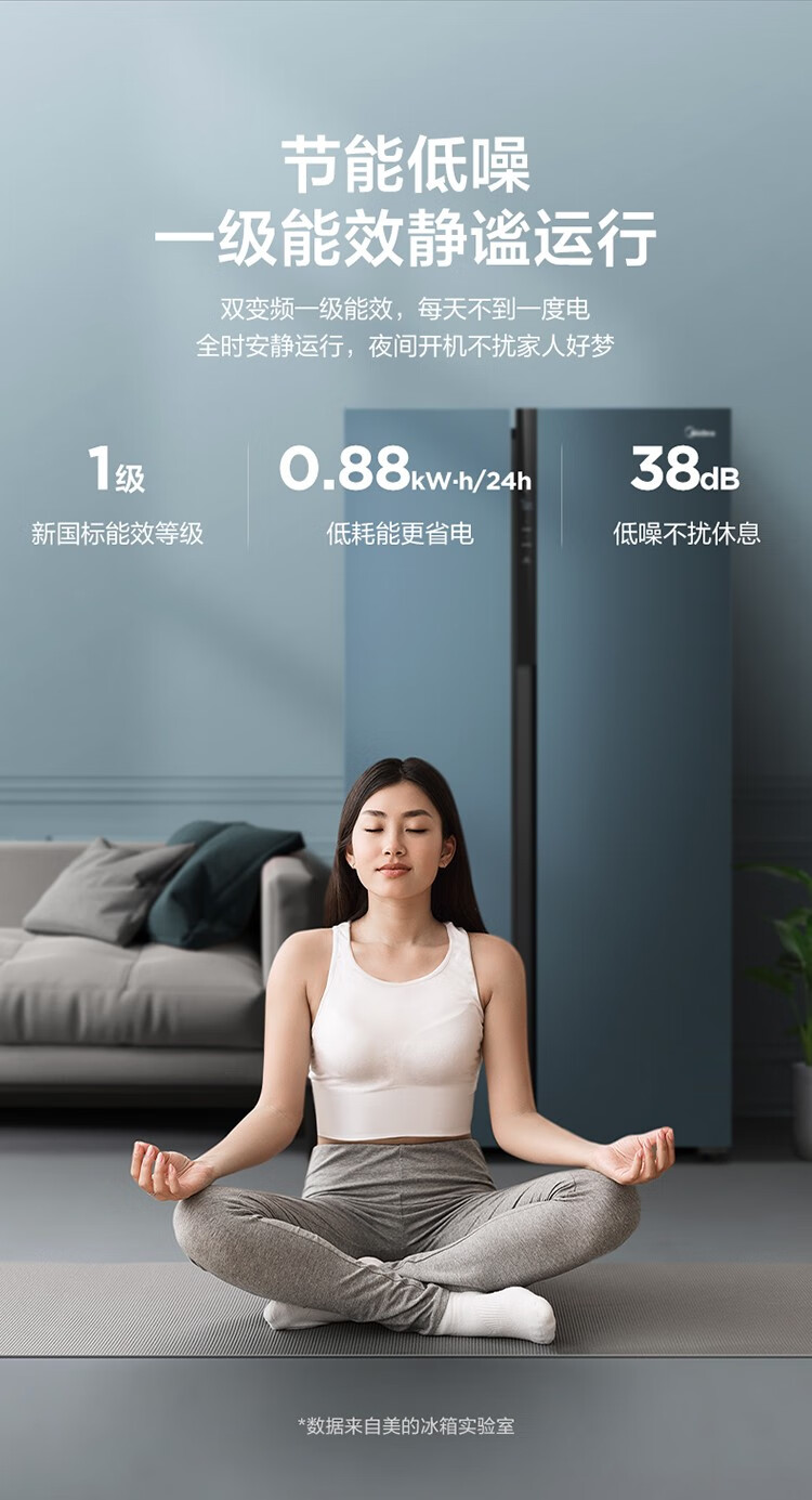 Midea 美的600升 对开电冰箱双开门智能家电双变频一级能效 BCD-600 BCD-600WKGPZM(E)