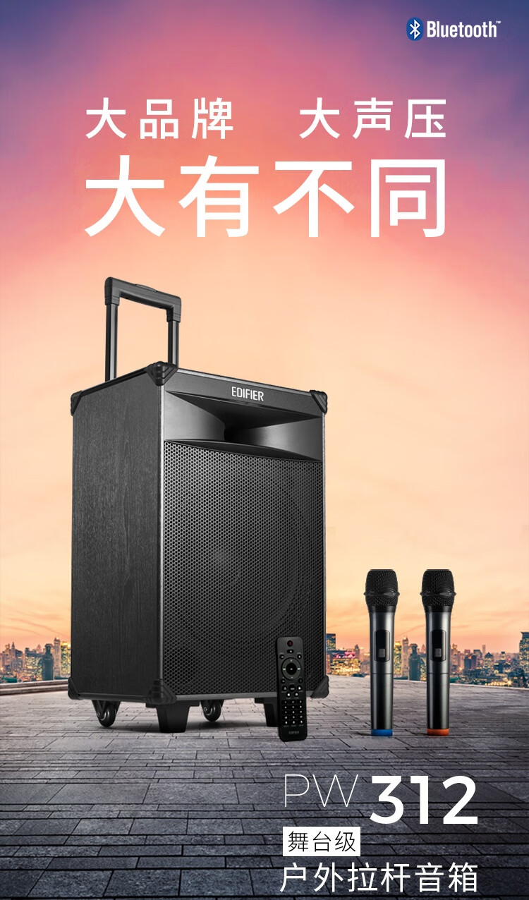 漫步者（EDIFIER）PW312 12英寸舞台级户外移动音箱