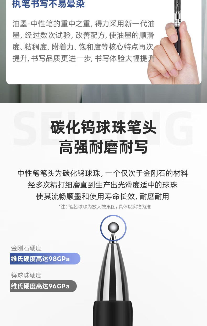 得力（deli）S01 中性笔0.5mm弹簧头(蓝)S01 100003609 12个装