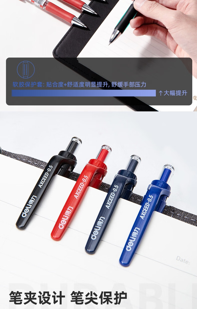 得力（deli）S01 中性笔0.5mm弹簧头(蓝)S01 100003609 12个装