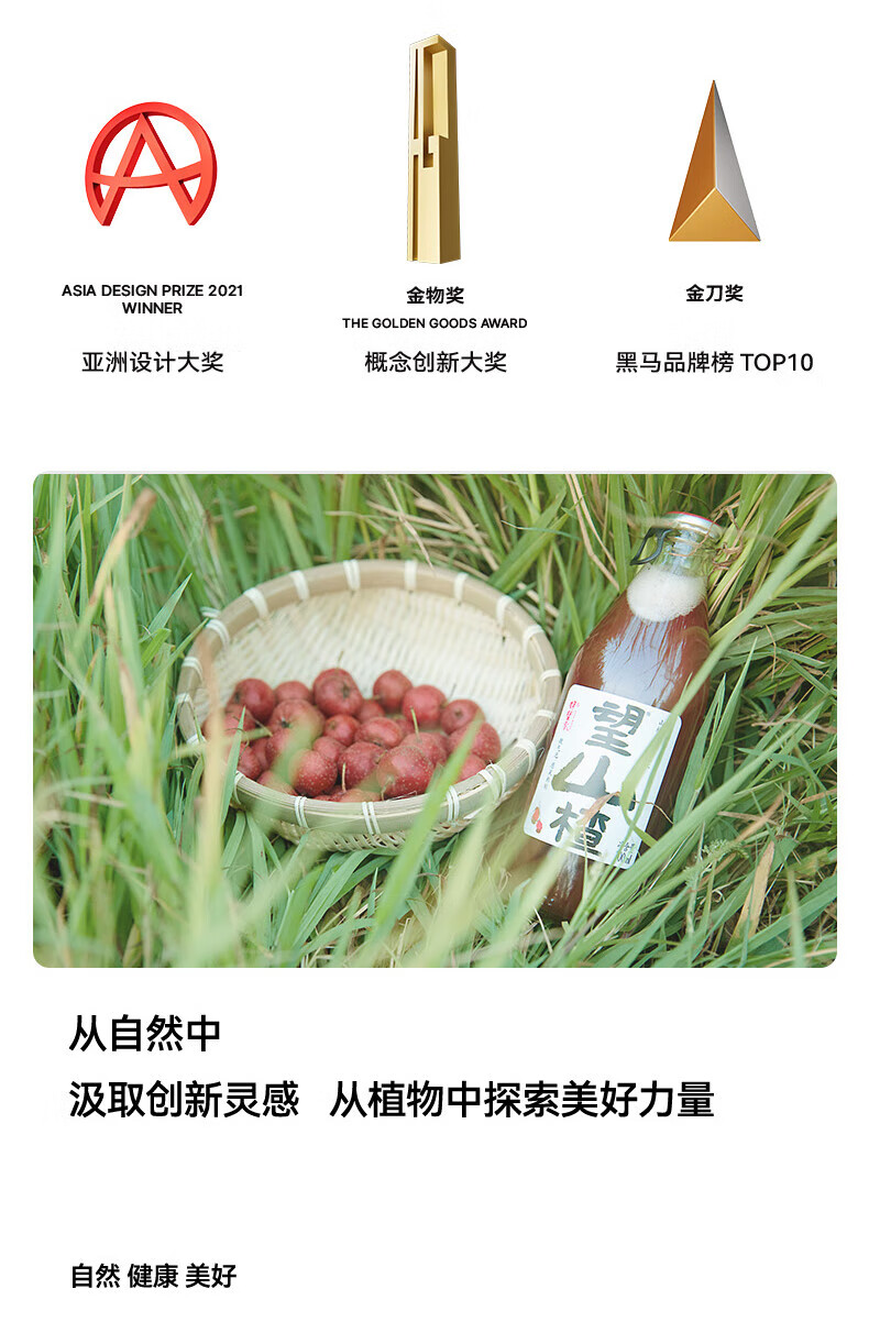 好望水 气泡水果汁饮料 原果熬制汽水 望山楂 300ml*6瓶/箱