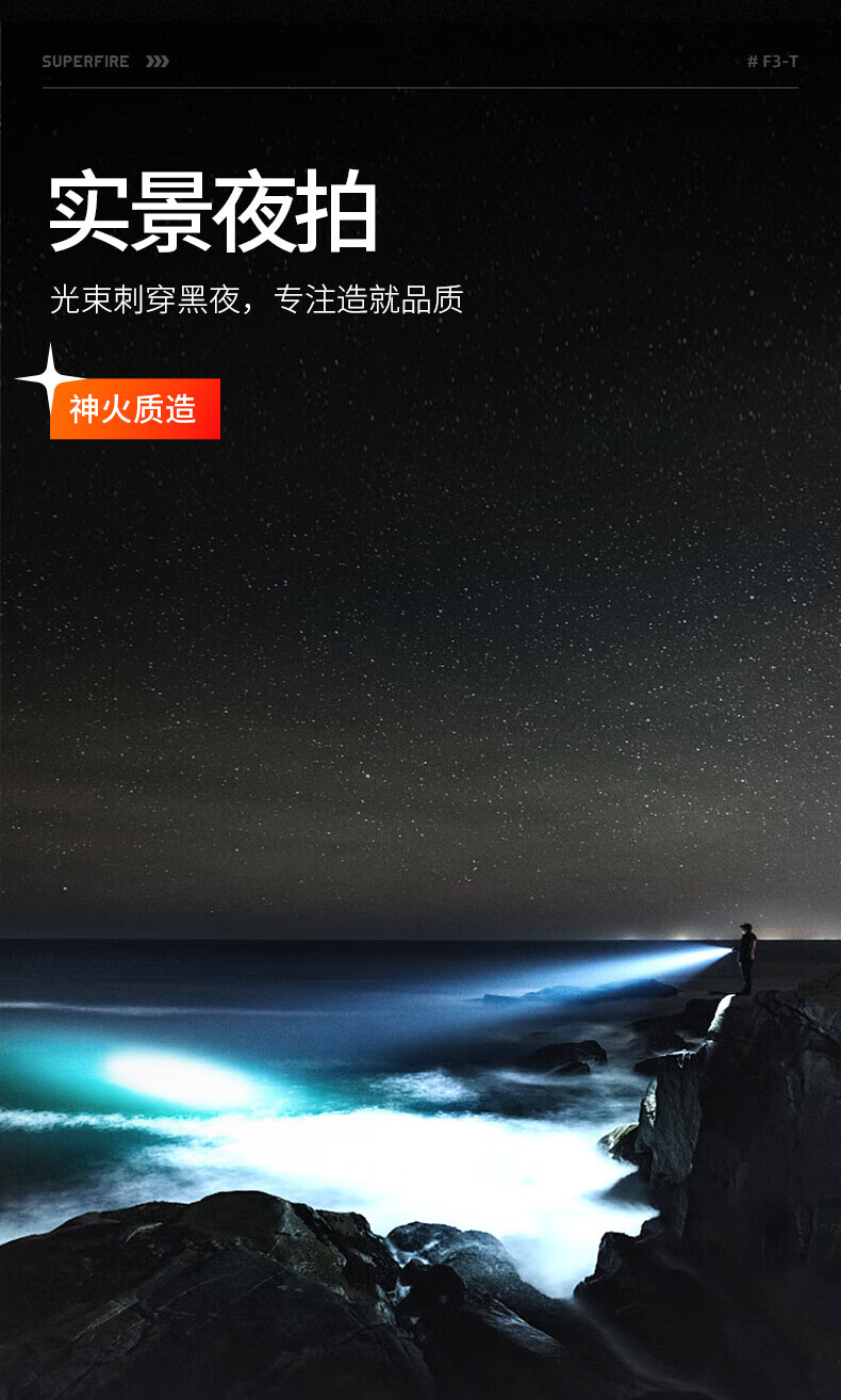 神火（SupFire）Y20变焦超强光手电筒26650可充电超亮远射大功率20W续航5小时