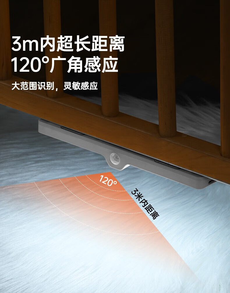 神火（SupFire）充电小夜灯无线感应灯led人体感应灯楼过道 XYD008-侧感应条灯