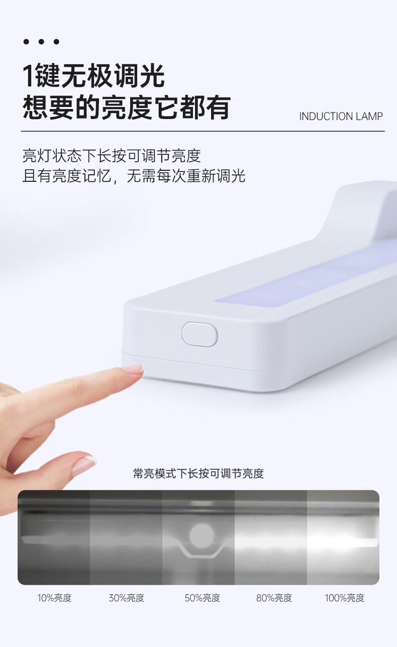 神火（SupFire）充电小夜灯无线感应灯led人体感应灯楼过道 XYD008-侧感应条灯