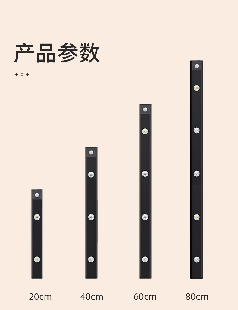 神火（SupFire）智能人体感应小夜灯过道衣柜橱柜灯带充电灯条 山丘灯-60CM