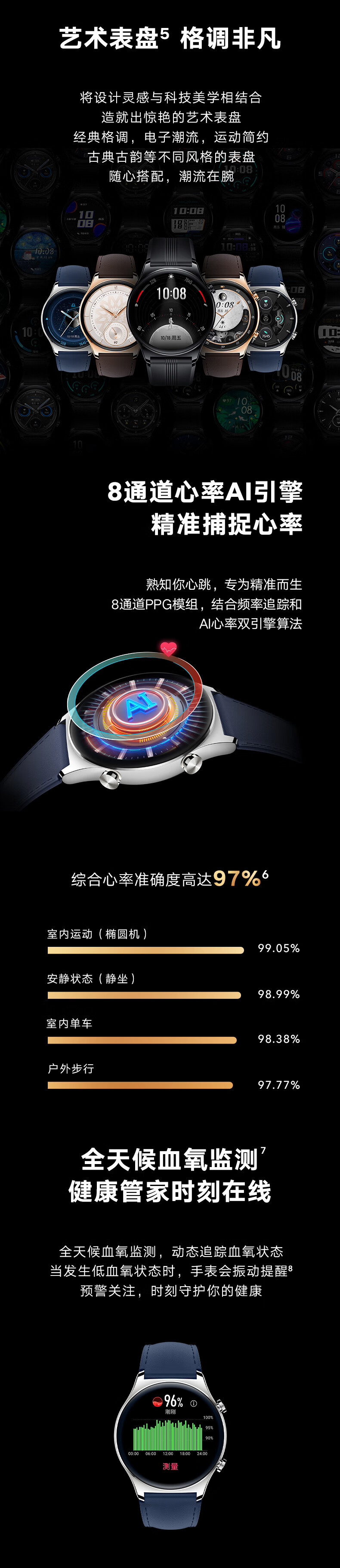 荣耀手表GS 3 流光经典 智能轻奢手表 8通道心率AI引擎 14天强劲续航 100+运动模式 全天候血氧监测
