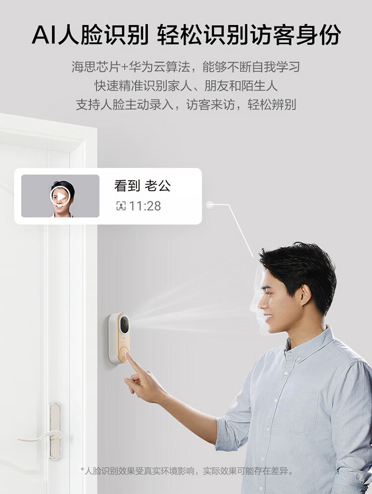 华为（HUAWEI）智选 海雀可视智能门铃pro电子猫眼监控摄像无线wifi超清夜视家用访客识别视频通话香槟金