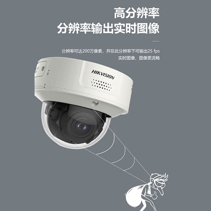 海康威视（HIKVISION）监控摄像头200万变焦半球型网络摄像机(不带温湿度传感器)DS-2CD5124EFWDV2-IZS/WSD