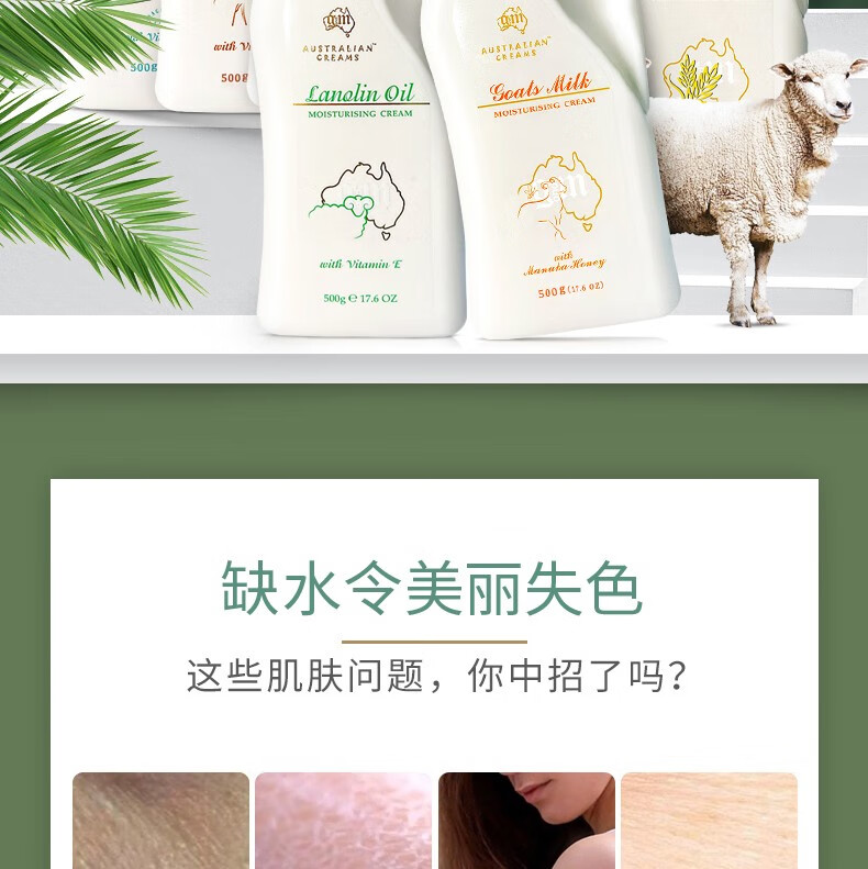 澳芝曼 绵羊油组合（绵羊脂滋润维E身体乳500g+滋润维E霜250g）