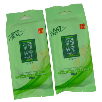 清风茶臻丝宠柔湿巾 独立包装10片绿茶柔湿巾 10包装 BWAG10