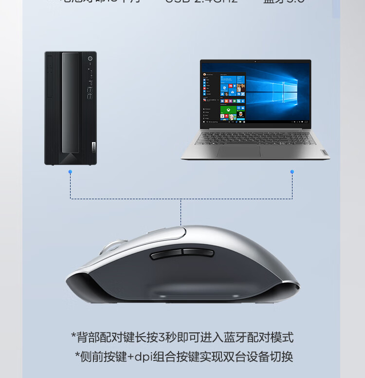 联想（Lenovo）ThinkBook 蓝牙双模创作者鼠标 人体工程学设计 多党调节 游戏商务鼠标 铁灰色 4Y51D21060