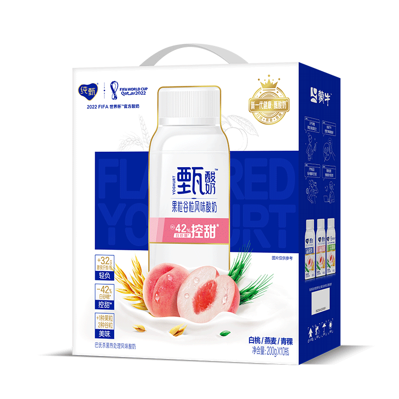 蒙牛营养早餐 纯甄风味酸奶 白桃燕麦青稞味200g*10