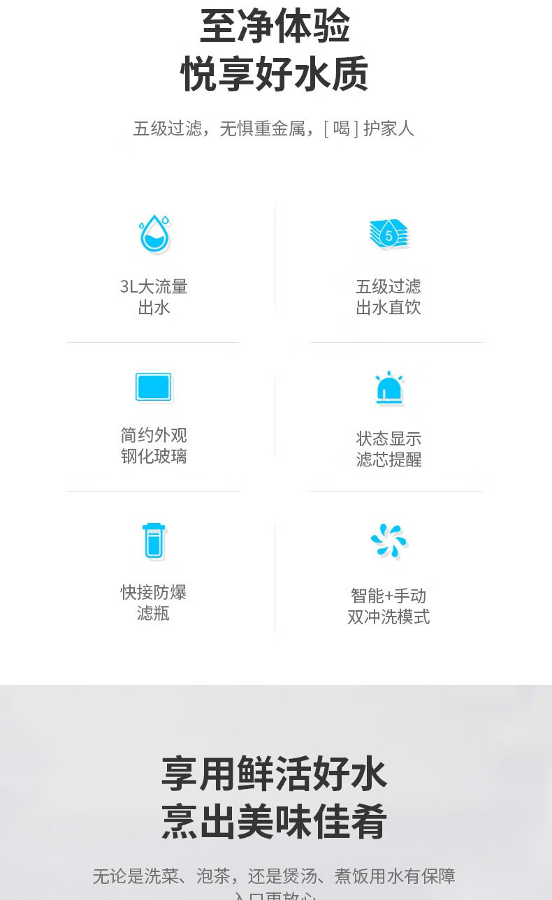 长虹（CHANGHONG）家用反渗透RO膜3分龙头净水机五级过滤 直饮纯水机 CRO-75H501(D8)