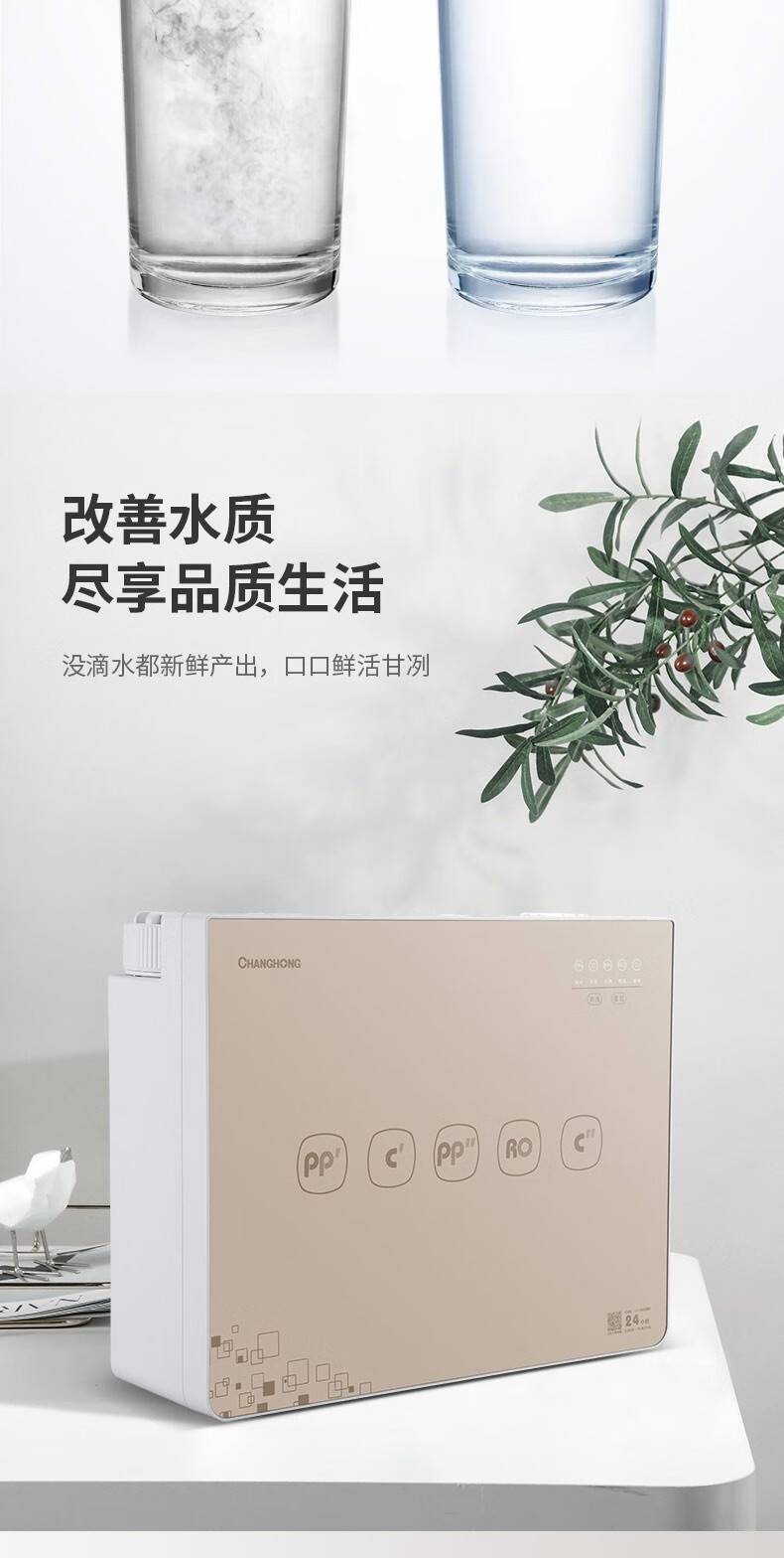 长虹（CHANGHONG）家用反渗透RO膜3分龙头净水机五级过滤 直饮纯水机 CRO-75H501(D8)