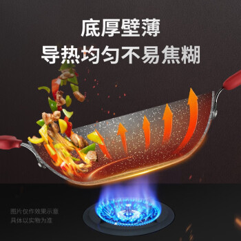 苏泊尔 炒锅不粘锅麦饭石色火红点少油烟电磁炉燃气通用 30cm适合2-3人【无副柄】PC30W8