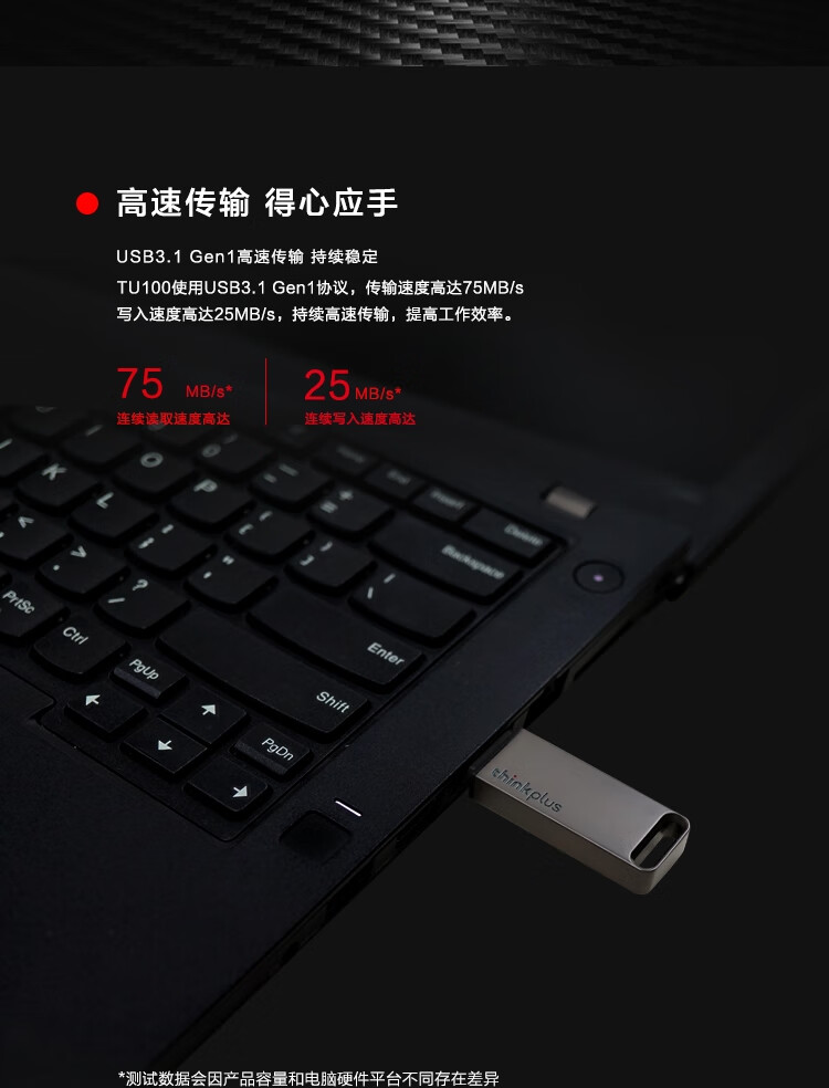 联想（Thinkplus）TU100金属优盘/128G灰/USB3.1/36004231