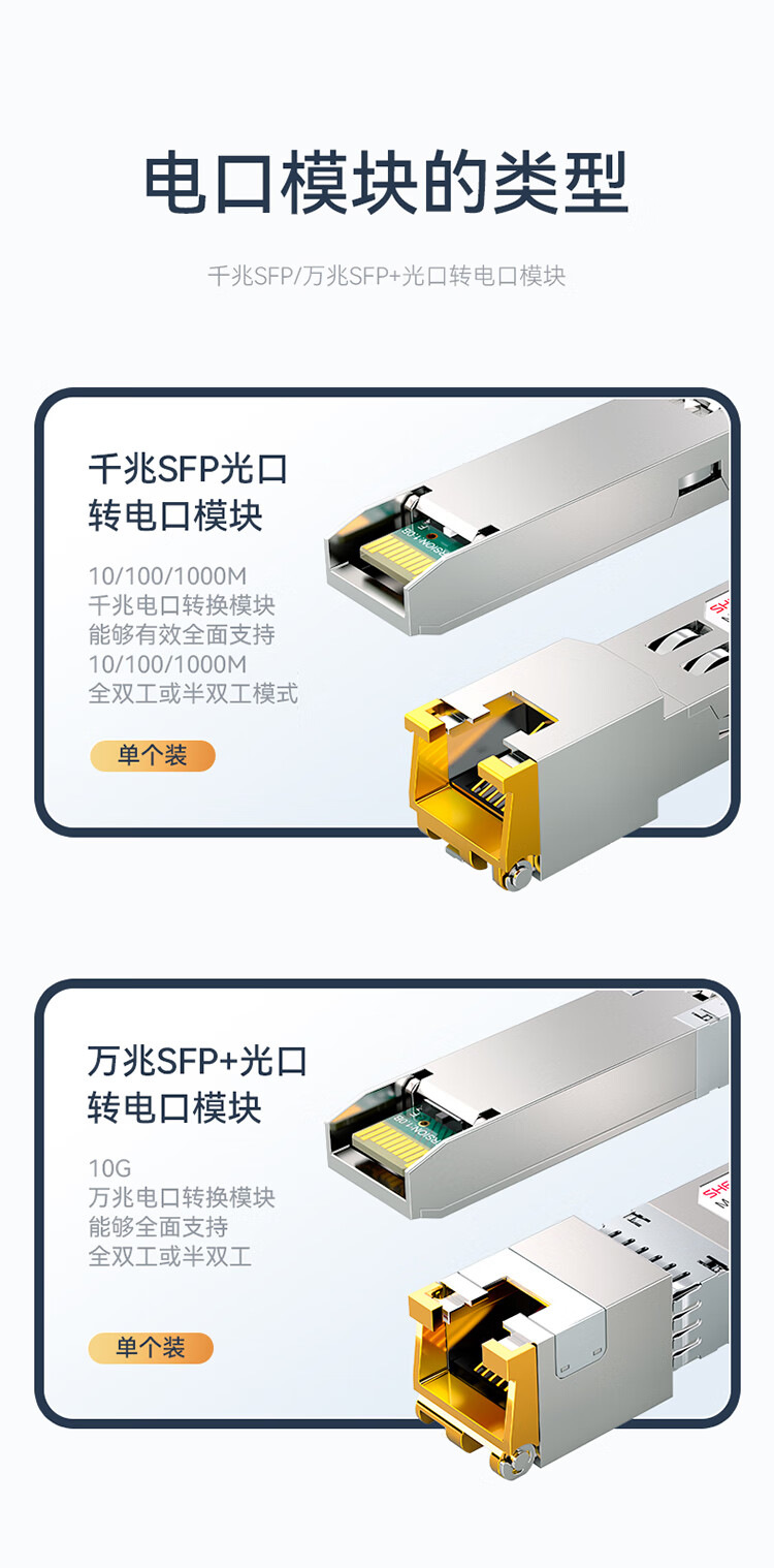 胜为（shengwei）千兆电口模块SFP 光口转电口模块RJ45 电口光模块100m 兼容华为/锐捷/中兴/普联 BGR0125G