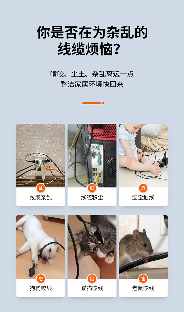 胜为（shengwei）束线管理线器桌面线束收纳电脑汽车电源线缠绕整理保护套 CBX1502G 3个装