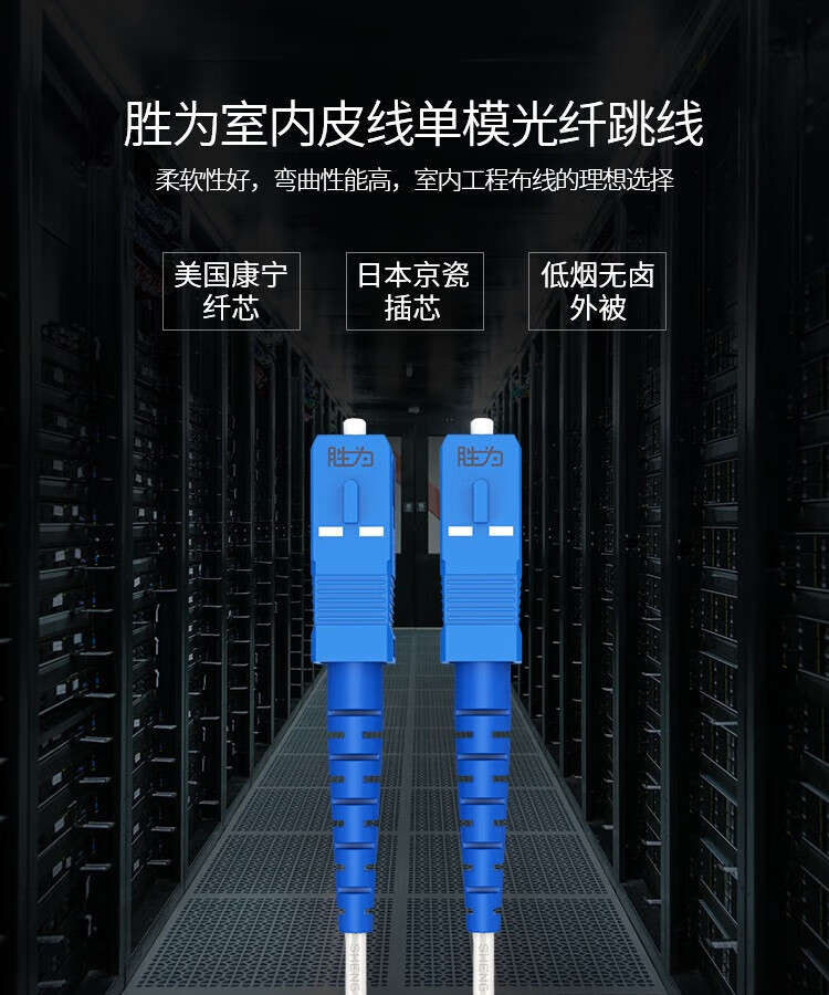 胜为（shengwei）室外皮线光纤跳线 SC-SC(UPC)单模单芯50米 9/125低烟无卤 1芯2钢丝 白色 FSIP-1050