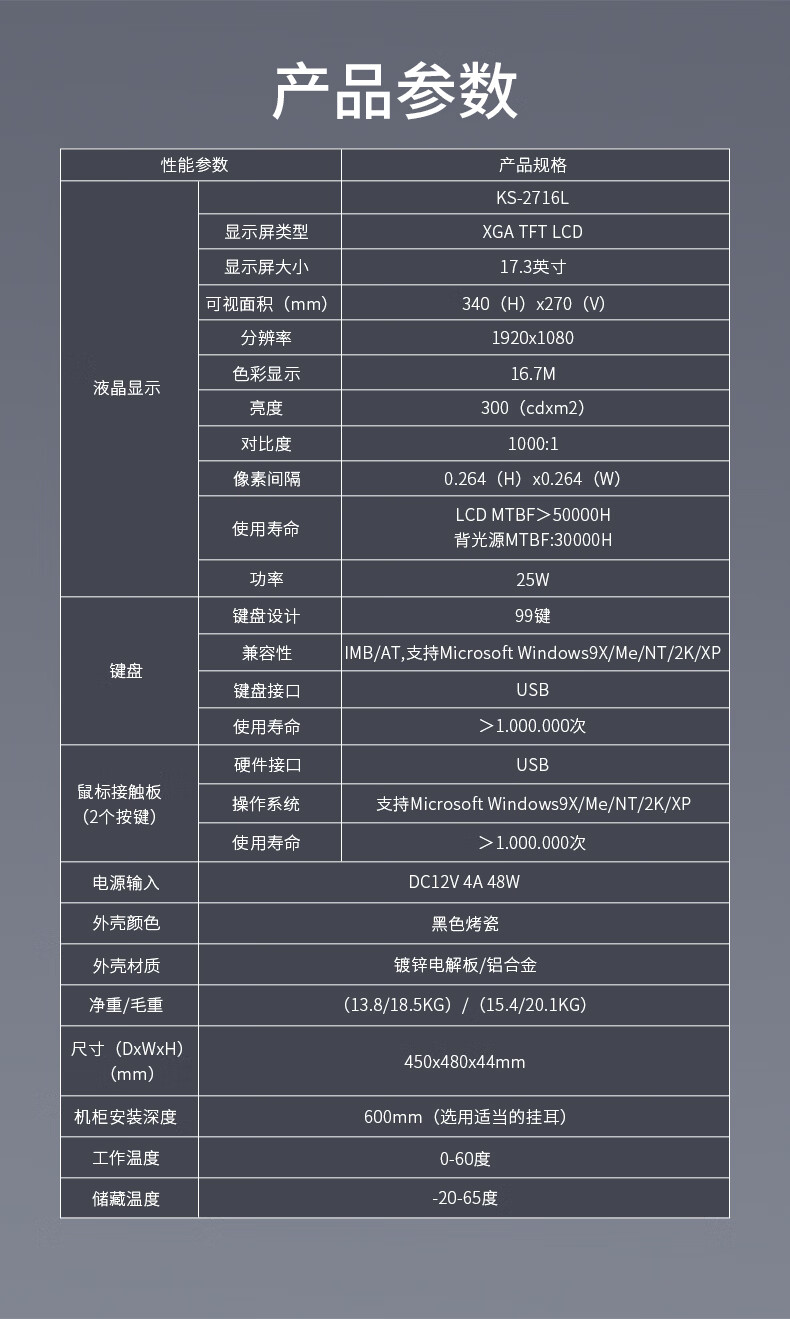 胜为（shengwei）数字KVM切换器16口 17.3英寸高清宽屏LCD显示器配VGA线 16进一出机架式电脑转换器KS-2716L