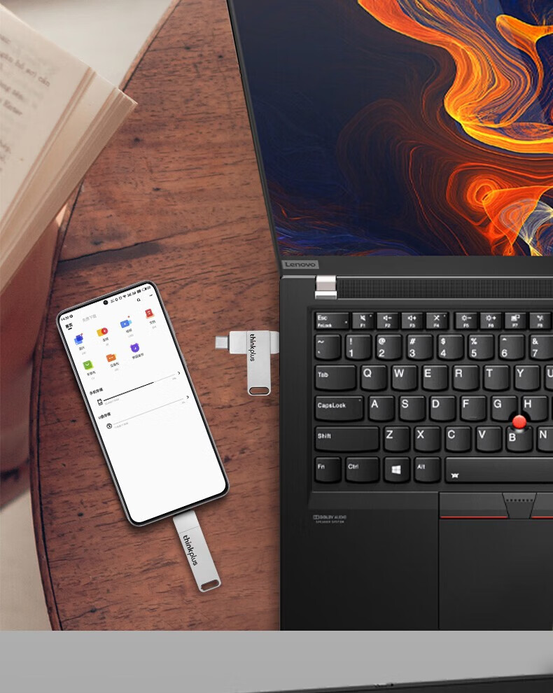 联想（ThinkPad） USB-C&USB3.2双接口旋转闪存盘优盘 U盘 USB3.2 MU90-64G 银色
