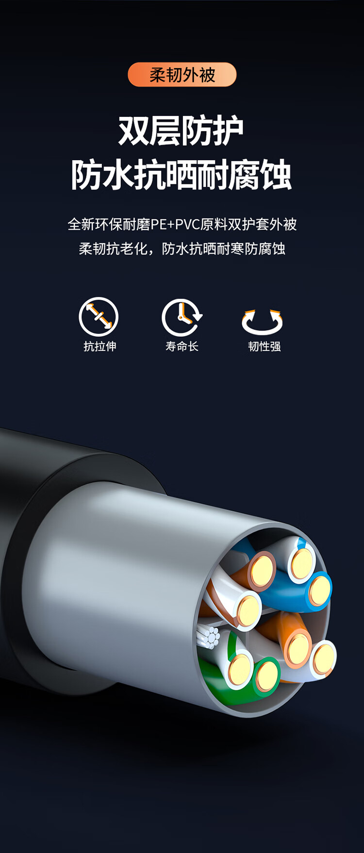 胜为（shengwei）六类网线室外防水抗晒耐寒非屏蔽十字骨架千兆网络无氧铜POE供电监控305米 LCO-6305