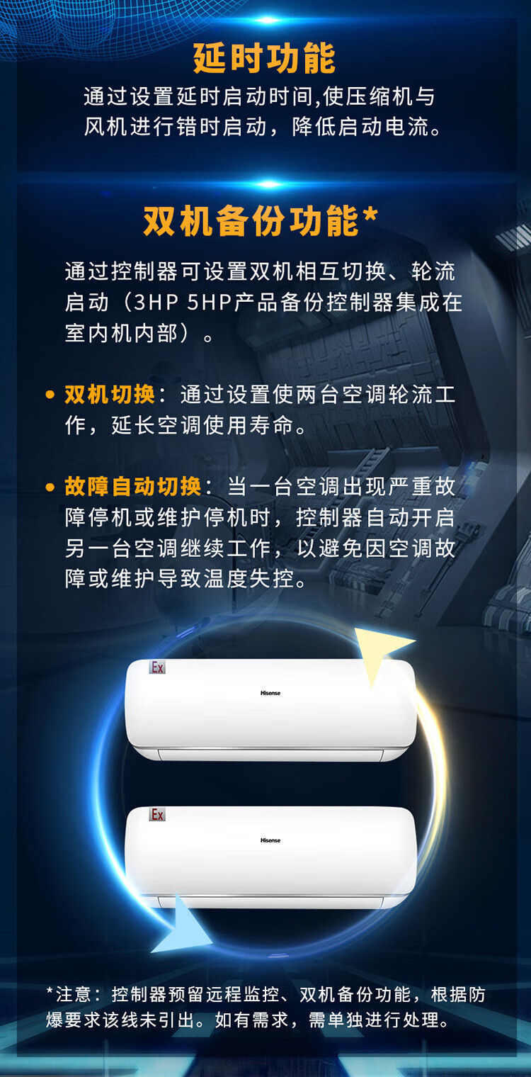 海信防爆空调2匹挂机用于危化品仓库调漆室实验室储能蓄电等 BKFR-50GW/TUS-N2(B1)