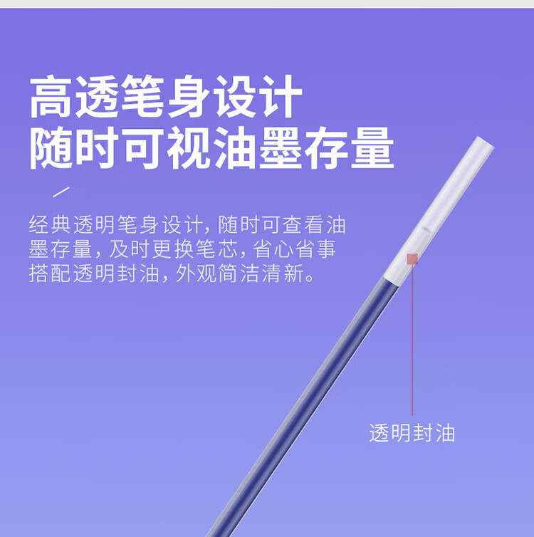 得力 (deli)中性笔标准子弹头笔芯 0.5mm滚珠式签字笔 水笔替芯 墨蓝 20支/盒 S760