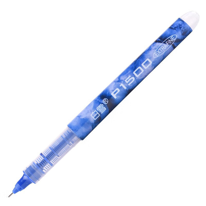 白雪（snowhite）P1500直液式速干走珠笔全针管中性笔签字笔巨能写0.5mm12支/盒 蓝色