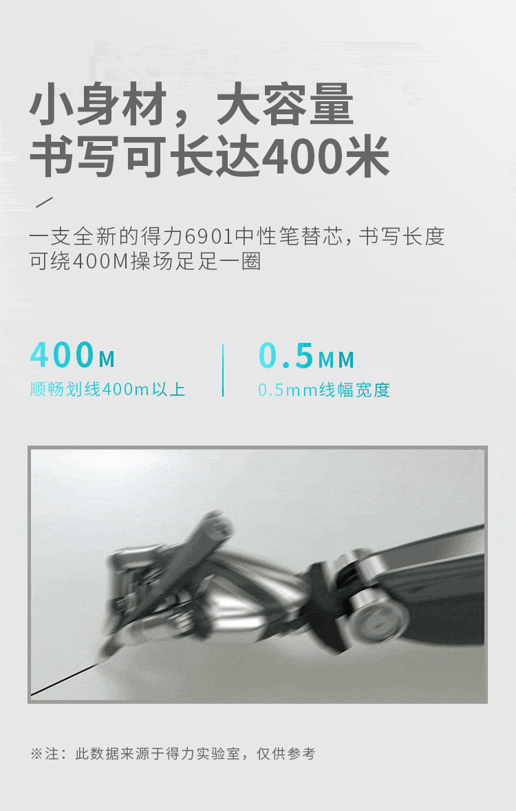 得力 (deli)中性笔标准子弹头笔芯 0.5mm滚珠式签字笔 水笔替芯 黑色 20支/盒 S760