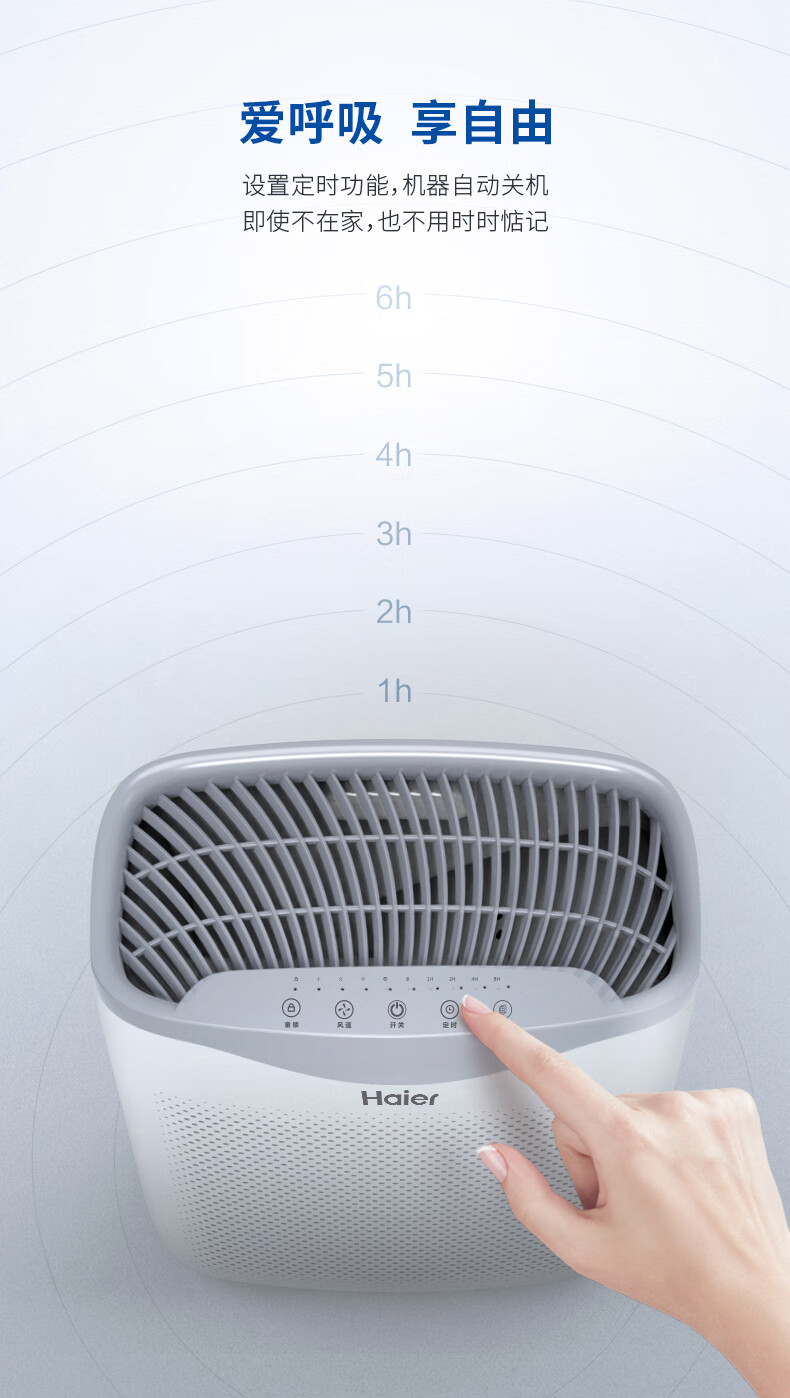 海尔（Haier）空气净化器除甲醛异味细菌过敏源雾霾除颗粒物粉尘pm2.5【KJ203F-HCA】