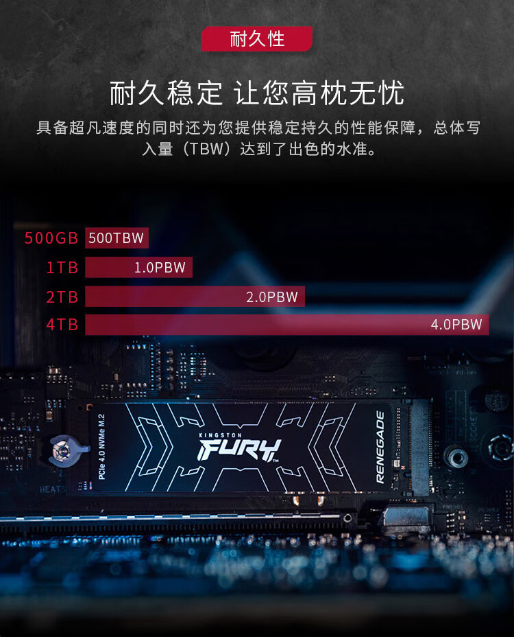 金士顿（Kingston）500GB SSD固态硬盘 M.2接口(NVMe协议 PCIe 4.0×4) FURY系列