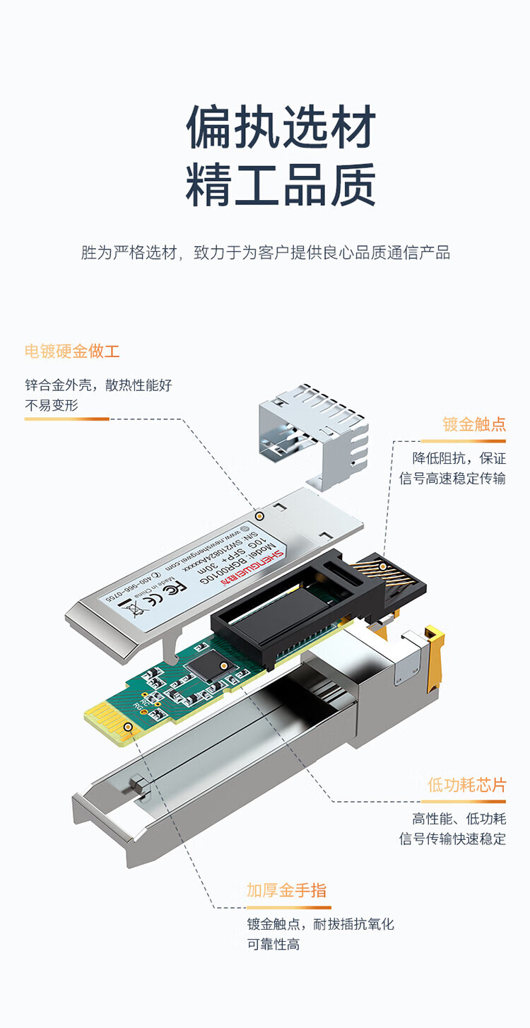 胜为（shengwei）万兆电口模块SFP+ 10G 光口转电口模块RJ45 电口光模块兼容华为/锐捷/中兴/普联 BGR1010G