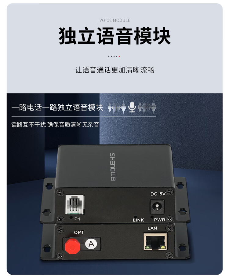 胜为（shengwei）数字电话光端机PCM语音光端机电话光纤收发器光电转换器1路电话+1路网络FC接口一对BGDJ0101