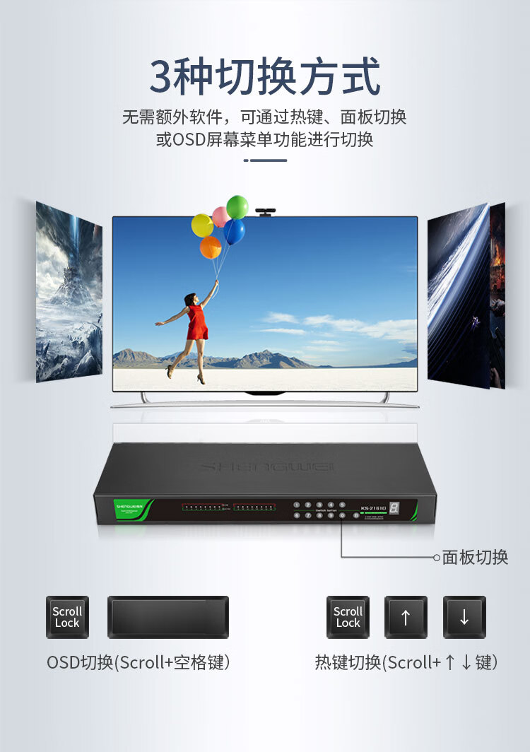胜为（shengwei）数字KVM切换器16口 视频切屏器16进1出 机架式网络转换器共享器 KS-2161D