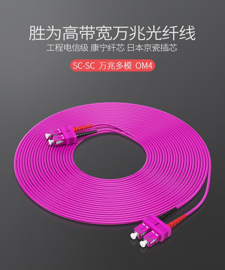 胜为（shengwei）工程电信级万兆光纤跳线 SC-SC多模双芯 50米 OM4尾纤光纤连接线 FCCO-2500
