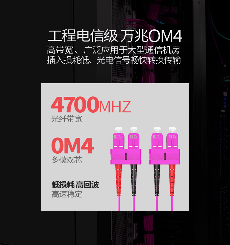胜为（shengwei）工程电信级万兆光纤跳线 SC-SC多模双芯 50米 OM4尾纤光纤连接线 FCCO-2500