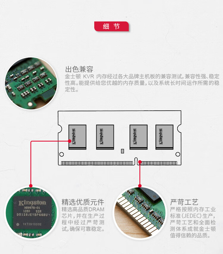 金士顿（Kingston）4GB DDR3 1600 笔记本内存条 低电压版