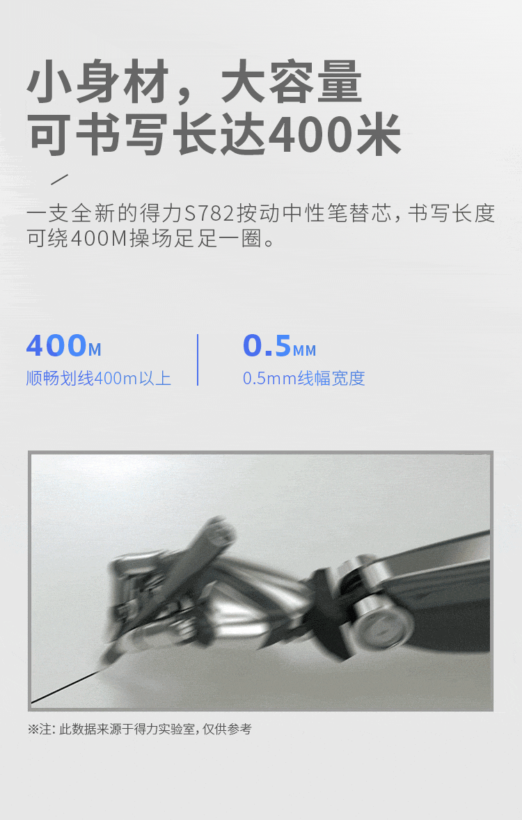 得力 (deli)0.5mm子弹头按动中性笔芯替芯 办公用品 黑色 20支/盒 S782