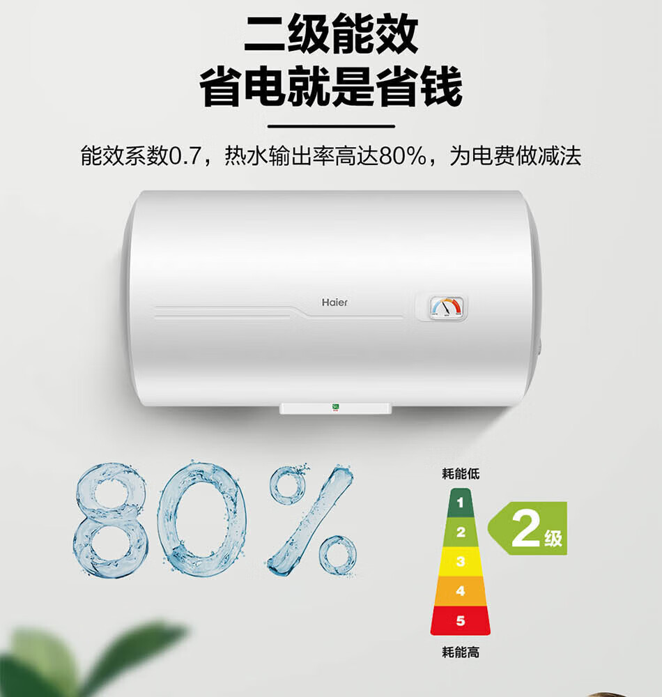 海尔（Haier）60升储水式电热水器家用2200W速热节能防电墙ES60H-CK3(1)