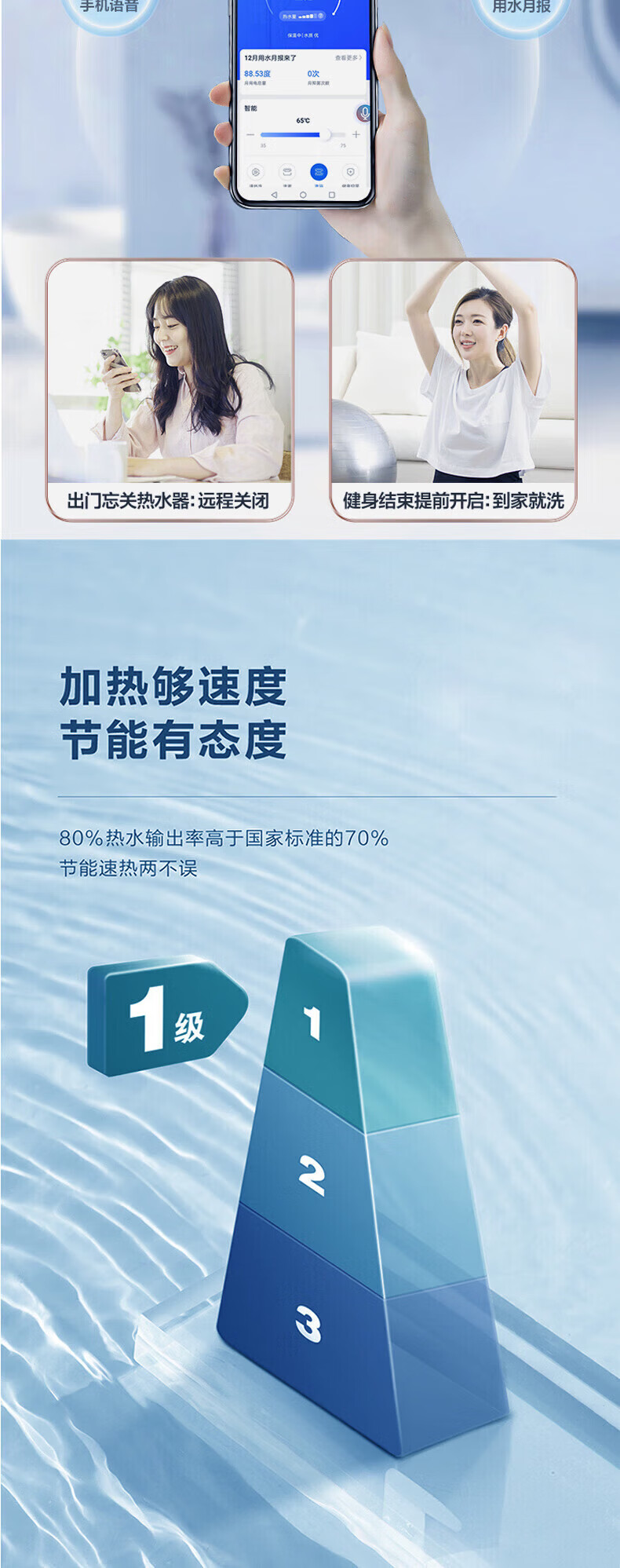 海尔（Haier）即热式电热水器 即开即热速热变频小型淋浴双功率智能恒温防电墙 DSH-85ZA3-升级抑垢净水洗