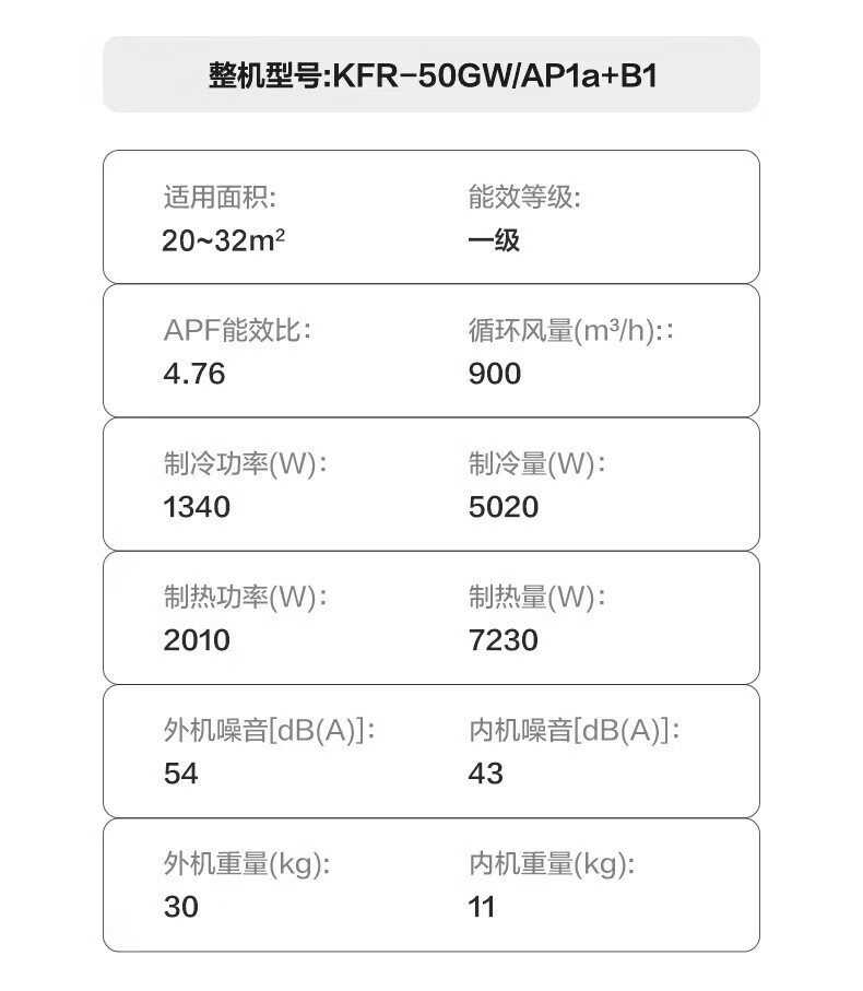 TCL空调2匹新一级能效智柔风变频冷暖卧室壁挂式空调KFR-50GW/AP1a+B1